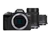 Canon EOS R50 - Digitalkamera - spegellöst - 24.2 MP - APS-C - 4 K / 30 fps - 2.5x optisk zoom RF-S 18-45 mm F4,5-6,3 IS STM objektiv, 55-210 mm F5,0-7,1 IS STM objektiv - Wi-Fi, Bluetooth - svart
